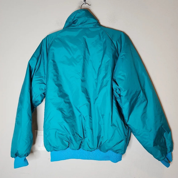 Columbia Reversible Vintage bomber nylon coat. Blue green and black. Size large - Picture 4 of 14